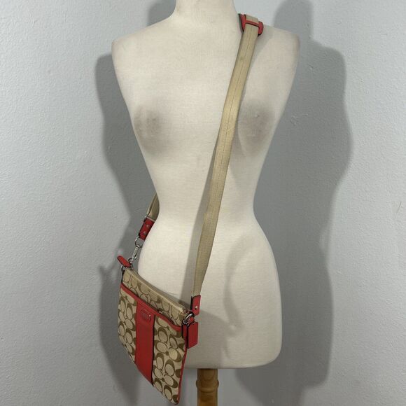 Coach‎ Crossbody Purse Legacy Sutton Signature Monogram Logo Swing Bag - Picture 1 of 13